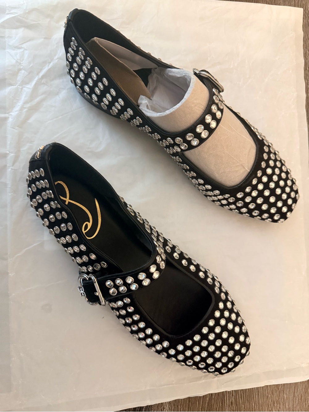 Sam Edelman Black Mary Jane Flats with Silver Studs - Picture 5 of 8